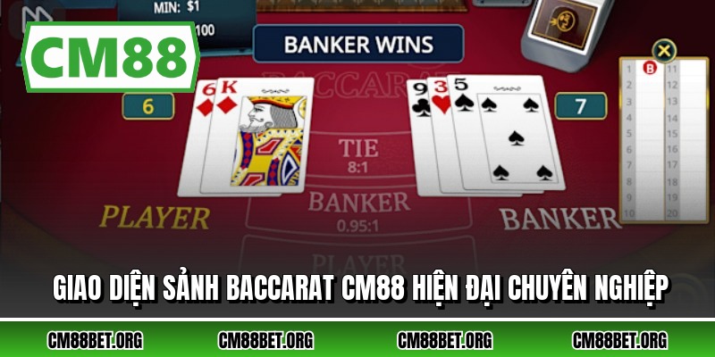 Giao diện sảnh baccarat CM88 hiện đại chuyên nghiệp